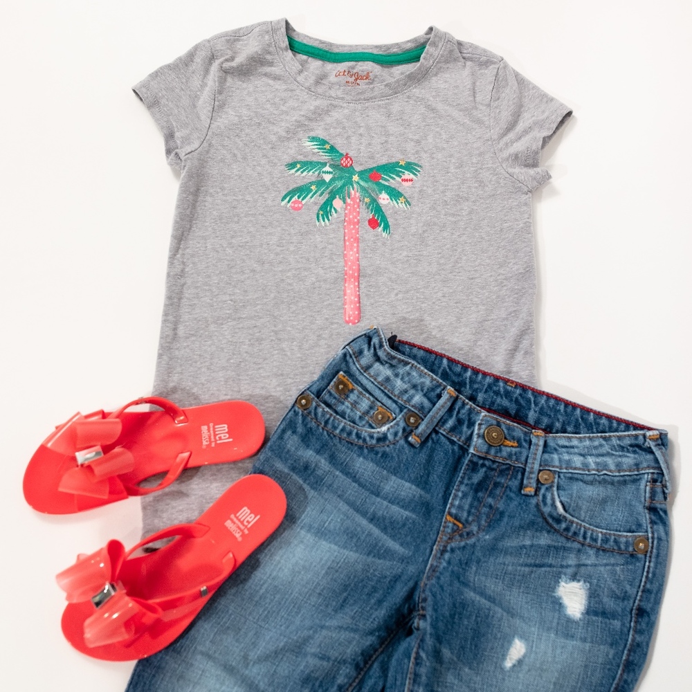 Girls Christmas Palm Tree T-Shirt Cat & Jack 7-8